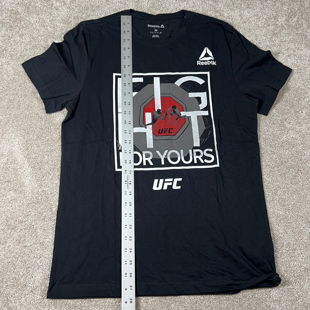 Reebok UFC Mens Medium Black Fight For Yours Graphic T-Shirt MMA Short‎ Sleeve - Picture 5 of 6